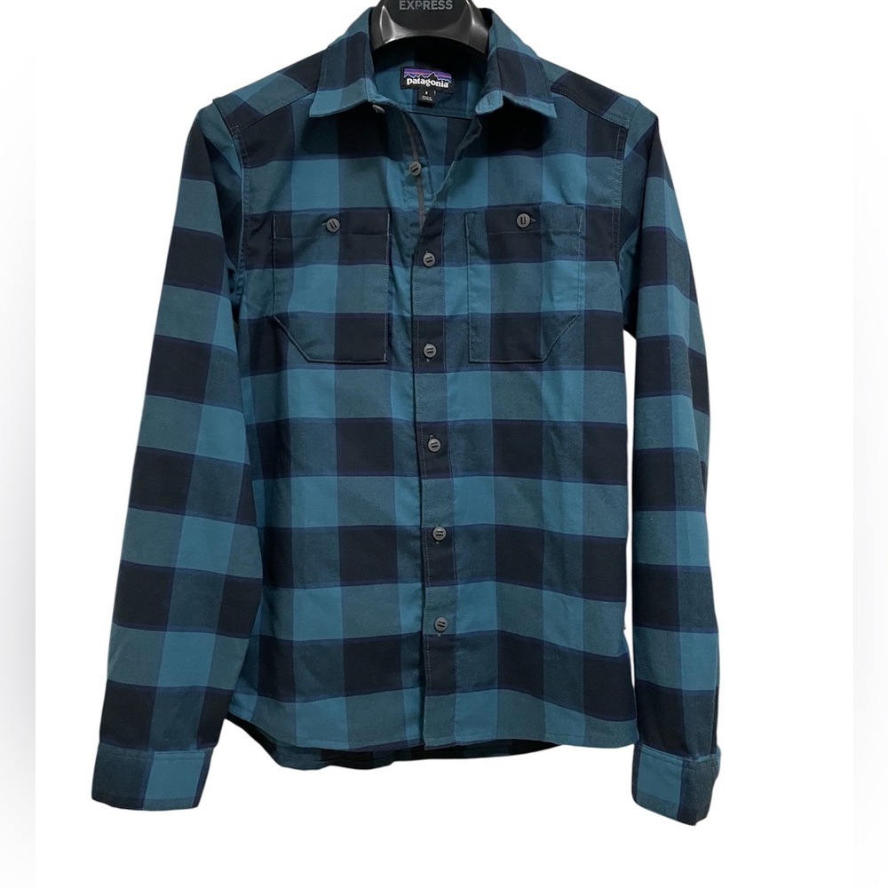 Patagonia Canyonite Blue & Black Button Down Flannel Shirt Small S